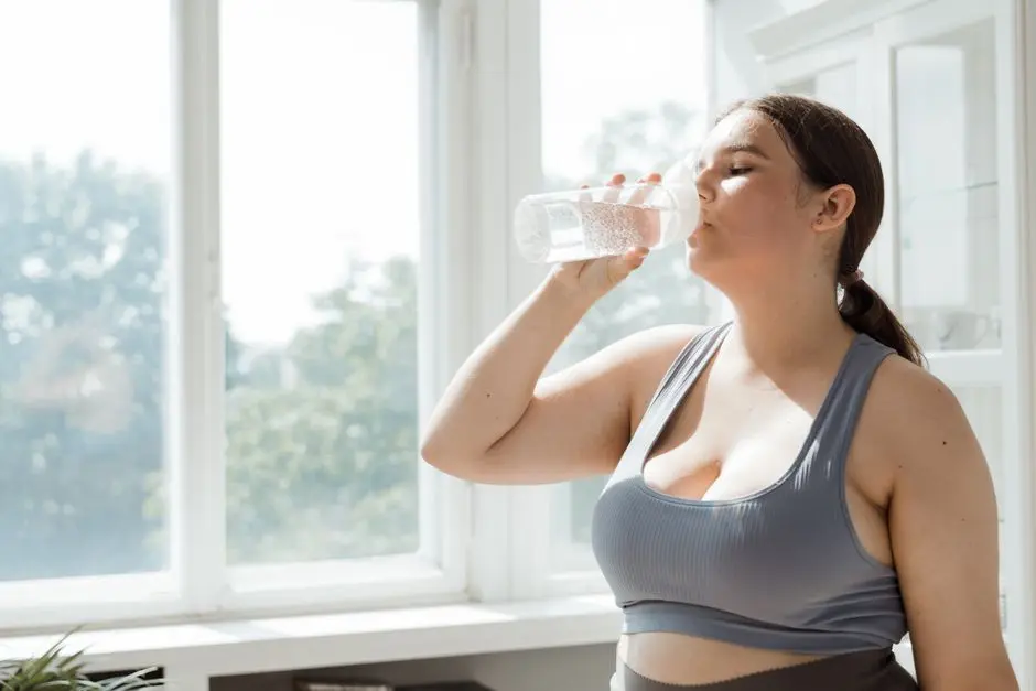 Wanita minum air putih di pagi hari